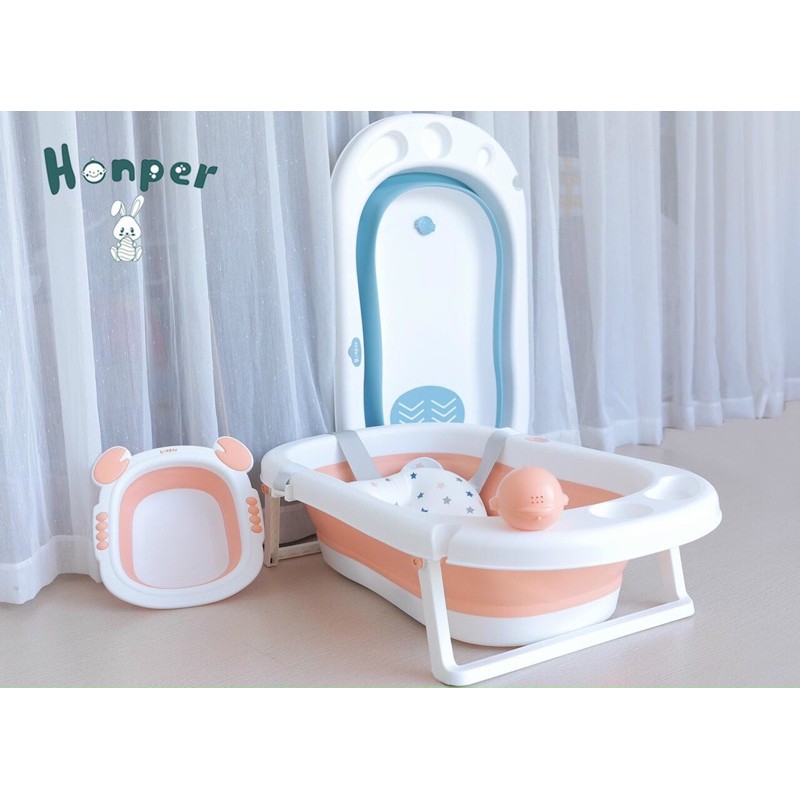 Chậu tắm gấp gọn cho bé kèm phao tắm Honper - Riobaby