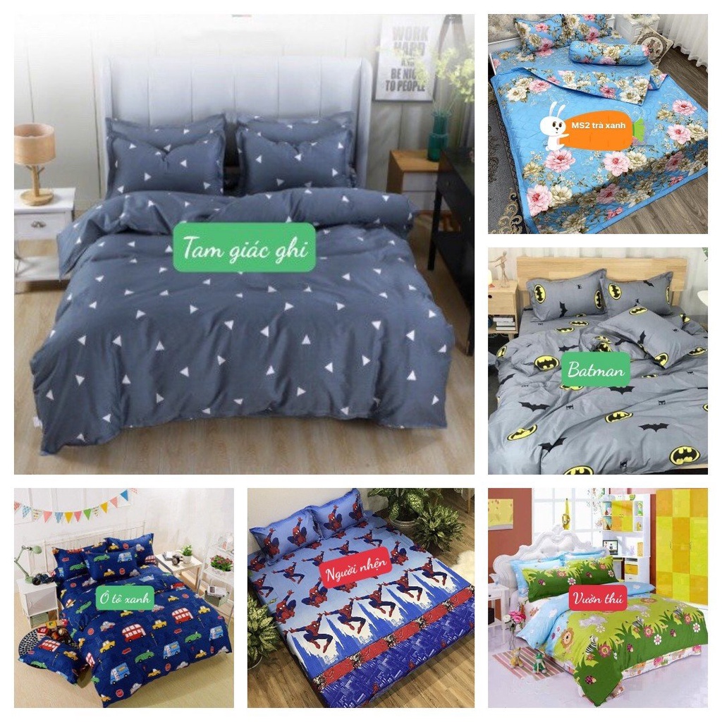 Ga Gối trải giường cotton, bộ drap giường đẹp 1m4,1m6 cho đệm dày 15-20cm