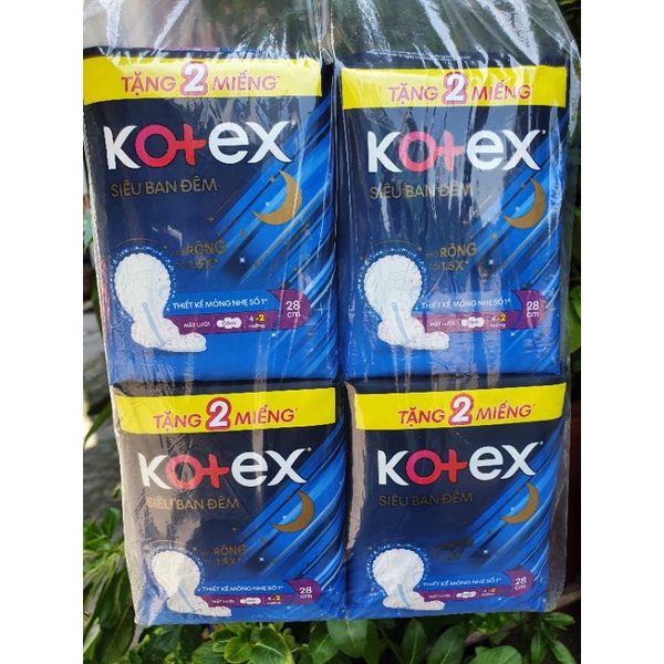 Bộ 4 miếng BVS KOTEX Siêu ban đêm 28cm