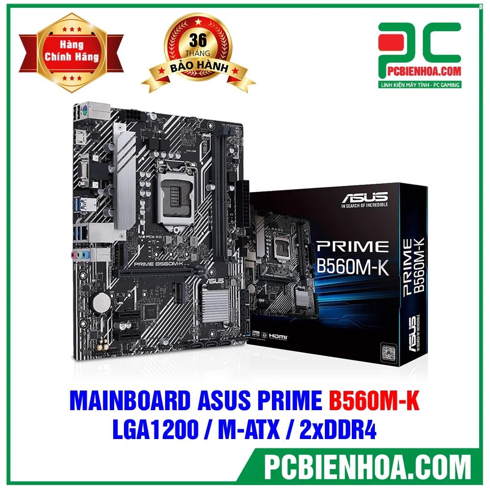 Bo mạch chủ ASUS PRIME B560M-K/CSM (Intel B560, Socket LGA 1200, m-ATX, 2 khe RAM DRR4) - HÀNG chính hãnG