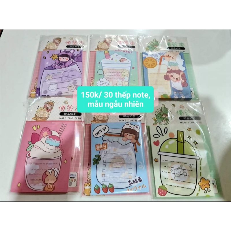 Sỉ: Thùng 30 thếp giấy note ghi chú trà sữa, kem mã MQ-834