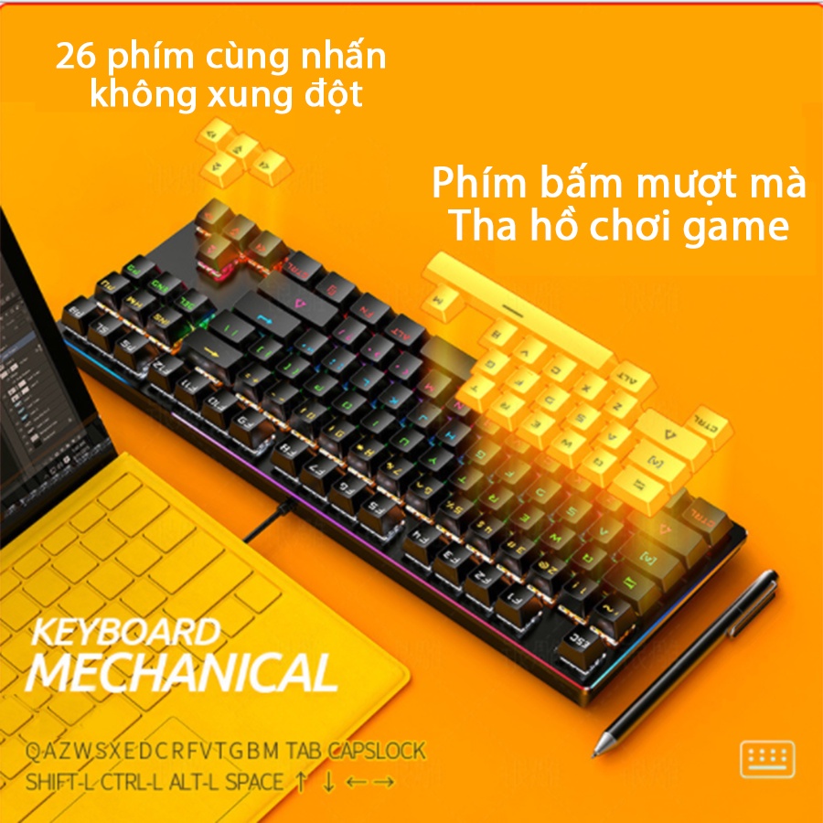 Bàn phím cơ Coputa Bàn phím máy tính chơi game văn phòng có dây K400 LED RGB