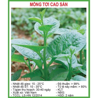 Hạt Giống Mồng tơi Nhật cao sản 20 Gr/ Gói