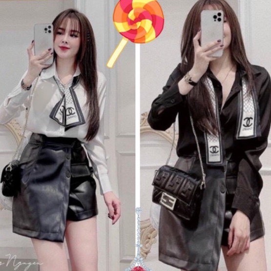 áo sơ mi nữ dài tay nơ cổ_áo sơ mi tay dài kèm nơ | BigBuy360 - bigbuy360.vn