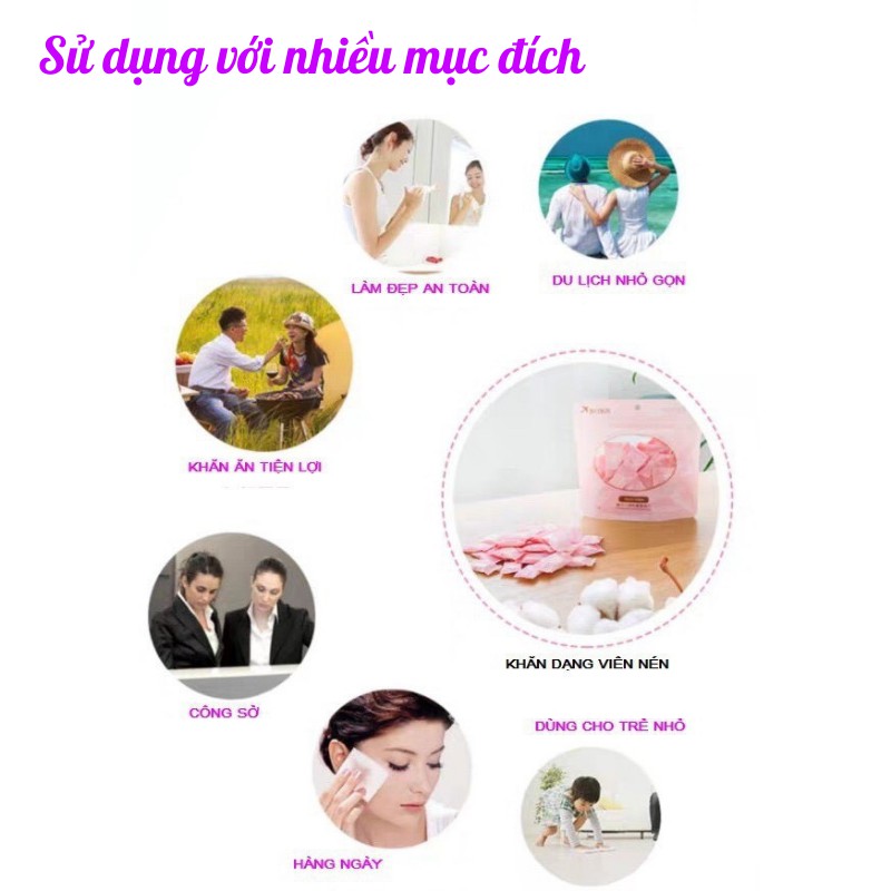 Khăn giấy ướt dạng nén không mùi hình viên kẹo vuông mini bỏ túi du lịch cá nhân văn phòng tiện lợi agi