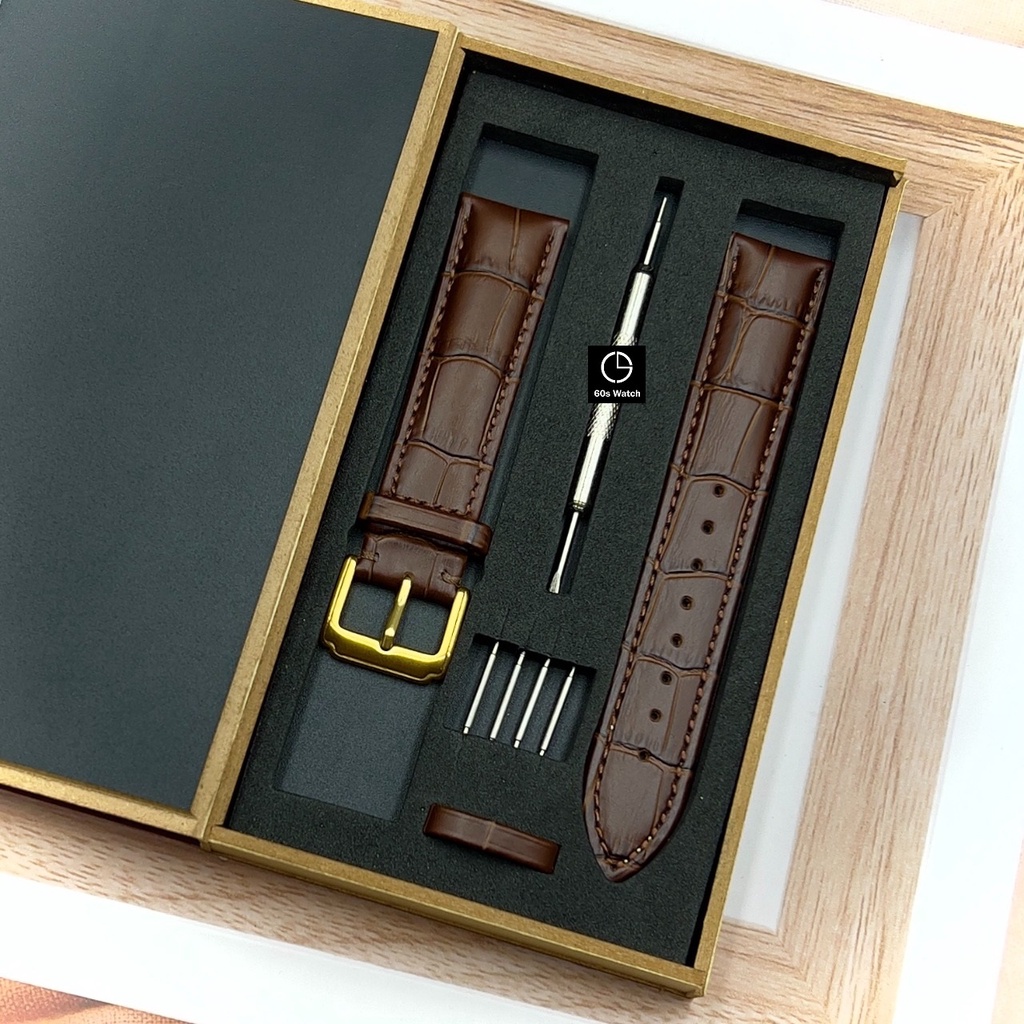Dây Da Vân Đốt Tre Thay Thế Cho Đồng Hồ Đeo Tay Size Nam 18/19/20/21/22/24mm