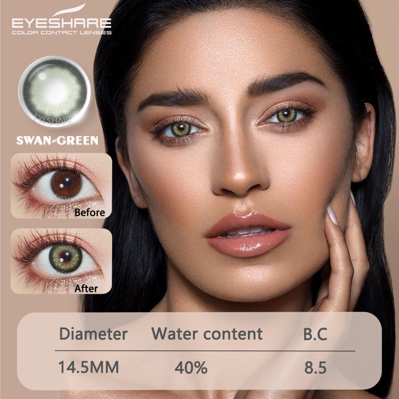 Cặp kính áp tròng EYESHARE màu sắc tự nhiên làm đẹp hàng năm thời trang dành cho mắt
