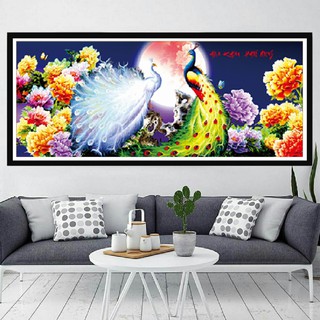 Tranh đính đá hoa khai phú quý cao cấp đá abc, kích thước: 160x75cm