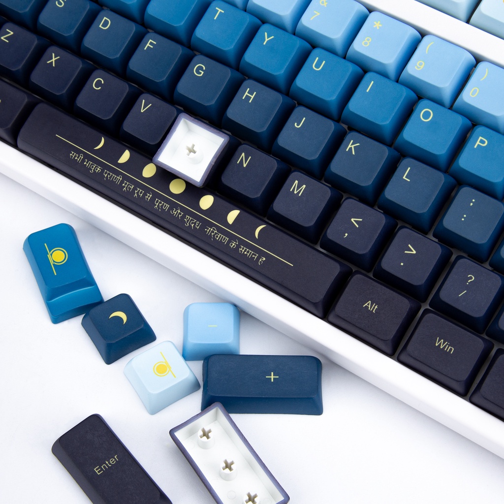 Bộ Keycaps tùy chỉnh 123 Phím l Bộ Kit, Cấu hình XDA, PBT US ANSI Layout Keycaps, dành cho Công tắc Cherry MX Bàn phím cơ Chủ đề Moonrise