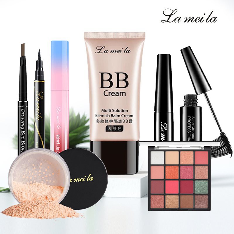 Bộ trang điểm đầy đủ LAMEILA 7 món Kem BB+Phấn phủ+Phấn mắt+Mascara+Chì kẻ mày+Bút dạ+Son ZD-BTD20