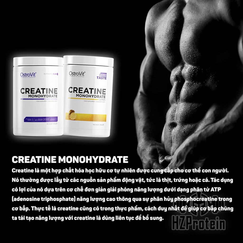 [Mã 99FMCG giảm 7% đơn 500K] CREATINE - TĂNG SỨC MẠNH CƠ BẮP, BỔ SUNG TAURINE VÀ VITAMIN B6 CỦA OSTROVIT (500g)