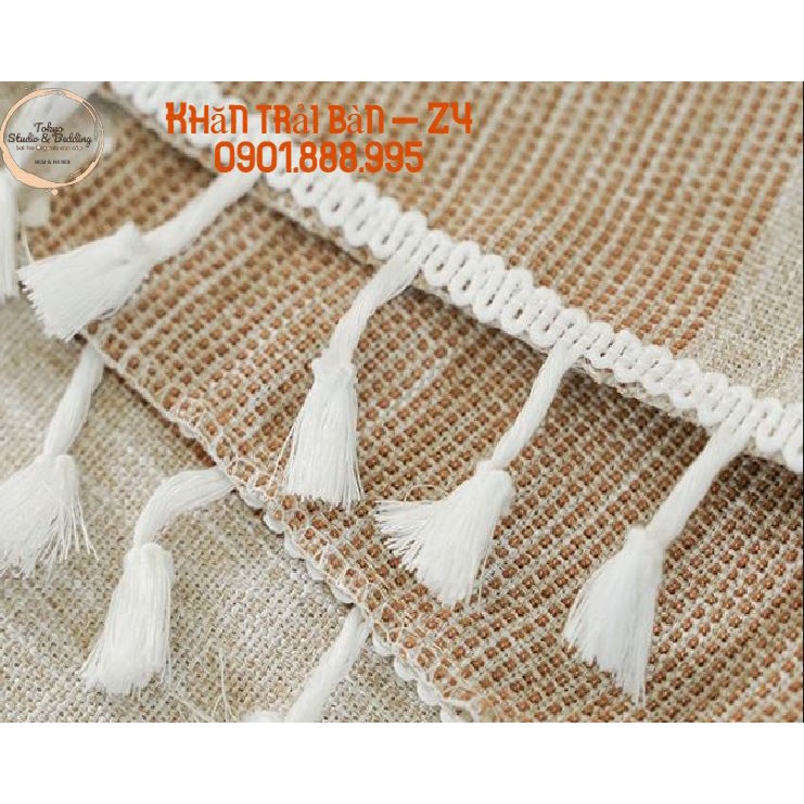 K2_Khăn trải bàn Cao Cấp có tua hình vuông/chữ nhật chất liệu cotton 100% Phong cách Bắc Âu