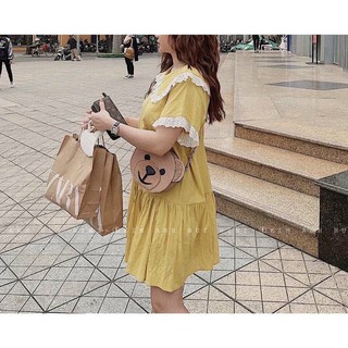 ĐẦM BABYDOLL VÀNG CỔ BÈO (KÈM VIDEO HÌNH THẬT)
