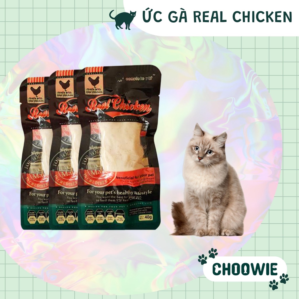 Ức gà ăn liền Real Chicken 40 gr | Đồ ăn chó mèo