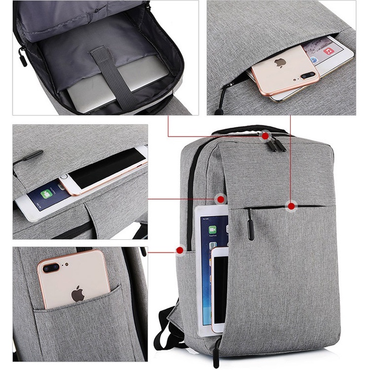 Balo nam để laptop có cổng sạc USB , tặng kèm khóa chống trộm - BALO-12