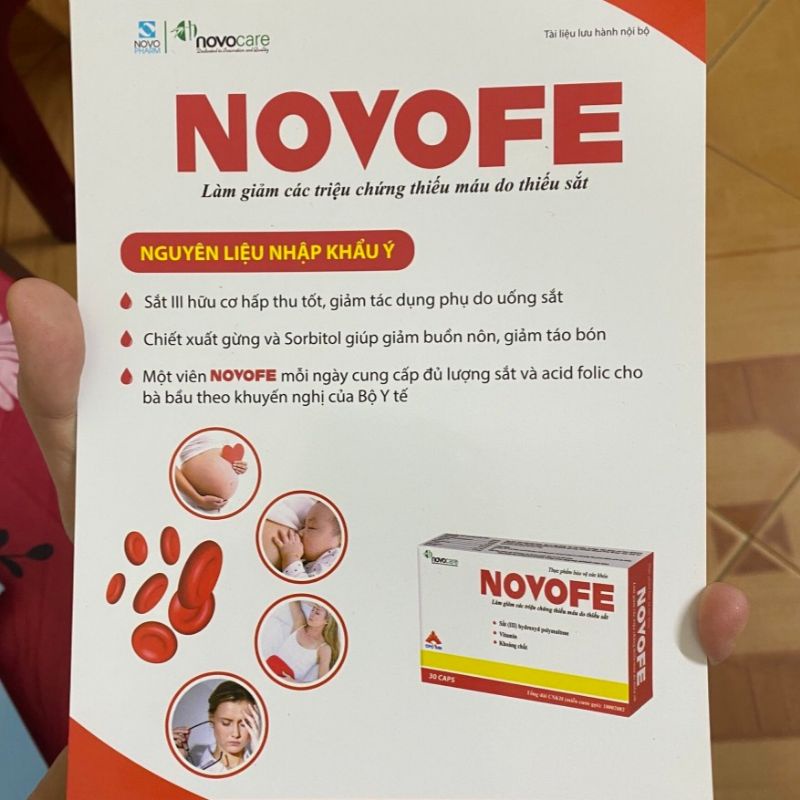 NOVOFE bổ sung sắt hữu cơ hỗ trợ tạo máu do thiếu sắt hộp 30 viên