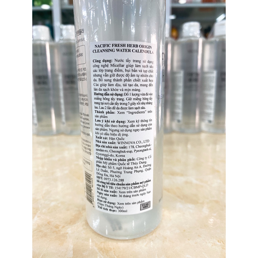 Nước Tẩy Trang Làm Sạch, Dịu Da Hoa Cúc NACIFIC Fresh Herb Origin Cleansing Water Calendula 300ml