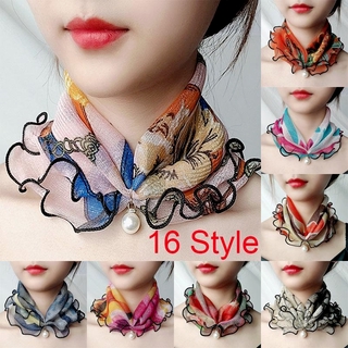 Mùa Xuân 2021 Mới Nữ Khăn Lụa Vàng Với Ngọc Trai Gỗ Tai Ren Nhiều Loại Khăn Vuông Thời Trang Khăn Lụa Đa Năng (16 Phong Cách)