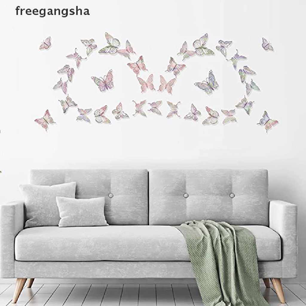 [FREG] 12Pcs Hollow Butterfly Wall Sticker DIY Home Decoration wedding Party Decors FDH