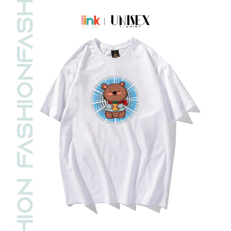 Áo GẤU CUTE chữ dáng rộng tay lỡ unisex (Đen, Trắng, Vàng bò, Đỏ cam, Xanh mint)