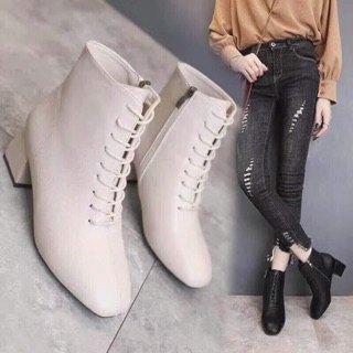 Boot cao gót buộc dây có khoá cạnh