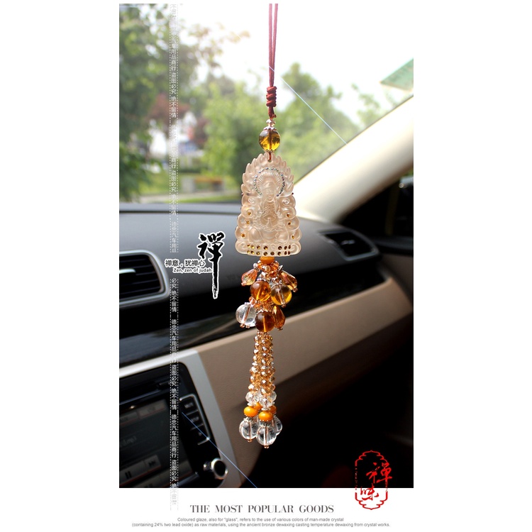 Dây Treo Kính Hậu Xe ô tô, Xe hơi, Xe tải, Chất liệu Pha Lê tinh khiết, mang lại bình an, may mắn, Kèm hộp lót Nhung
