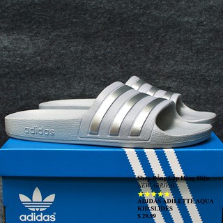 Dép trẻ em Adidas Adilette Aqua Kid màu xám sọc bạc