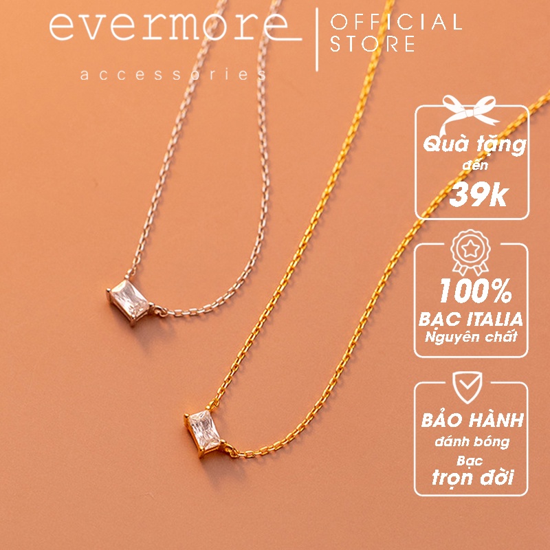 Dây chuyền bạc EVERMORE, vòng cổ bạc chữ nhật đính đá ngang Phaedra phong cách thanh lịch, minimalism - D046