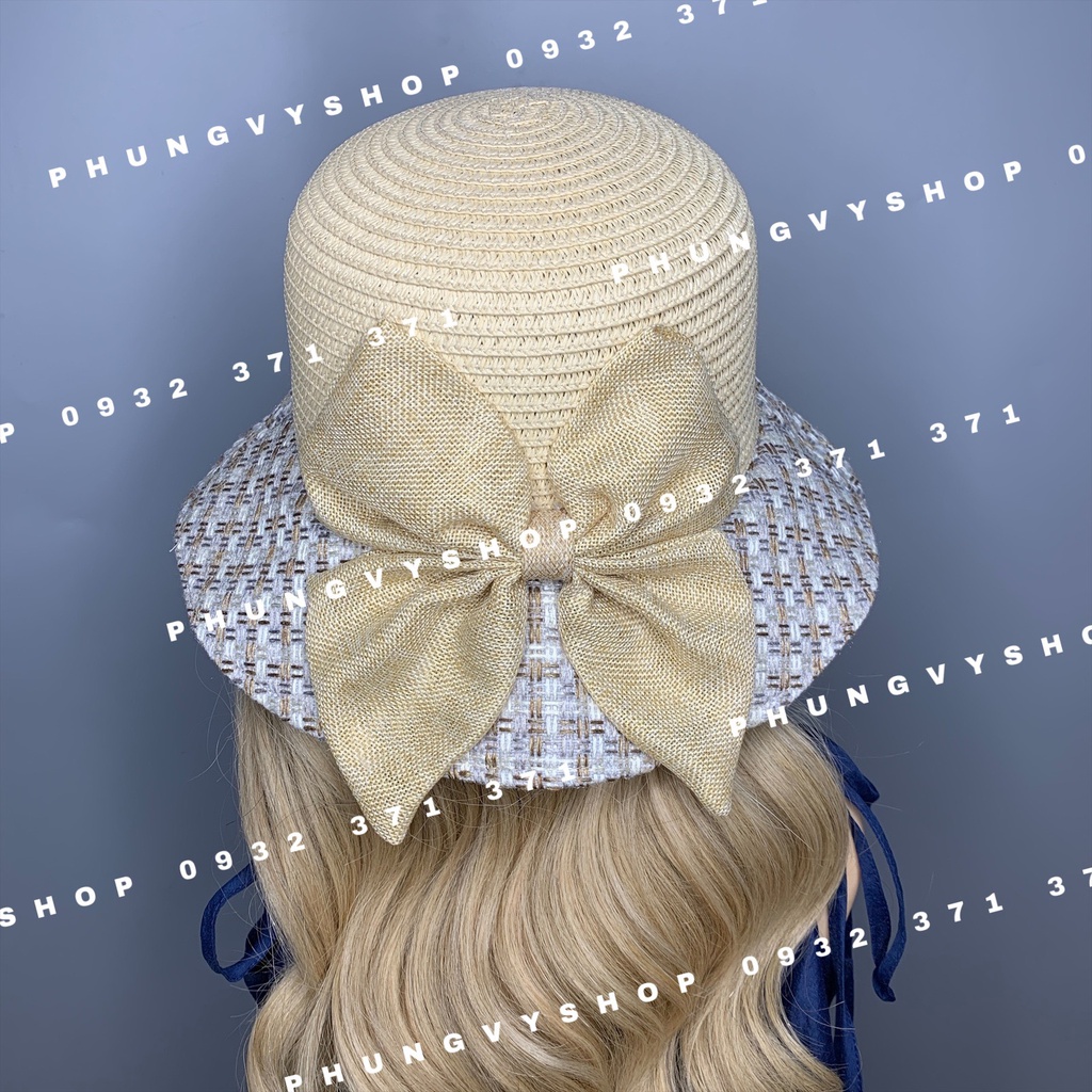 (NT)- Mũ cói VÀNH NHỎ LEN ĐAN- nón đi biển che nắng