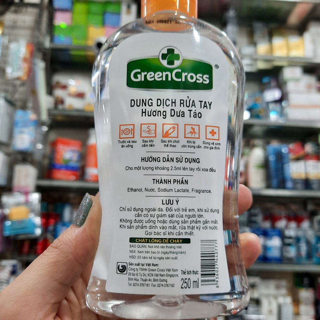 Dung dịch rửa tay Green Cross hương dưa táo 250ml