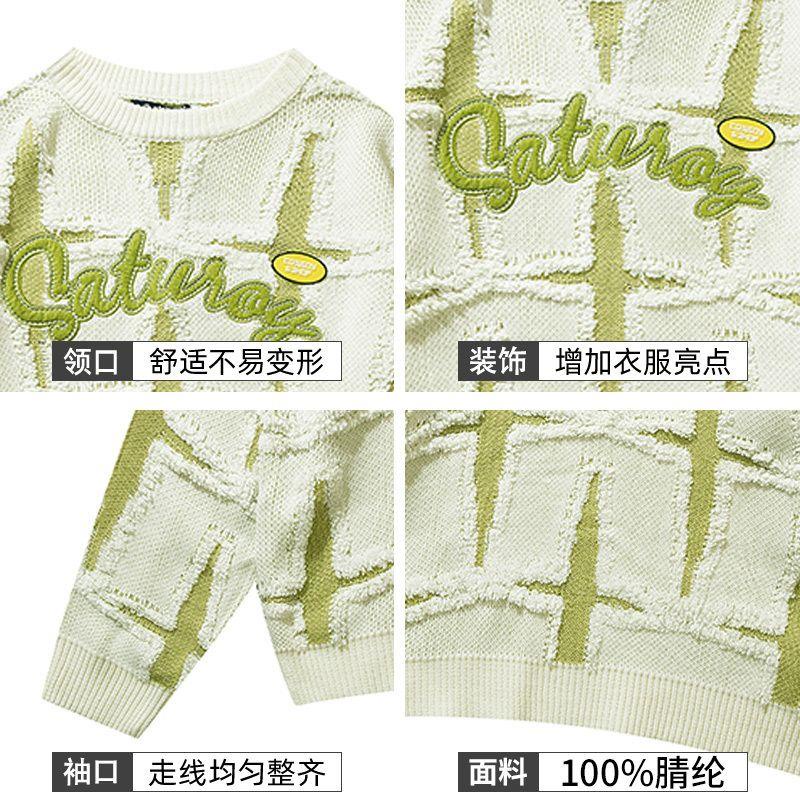 Áo Sweater Dệt Kim Cổ Tròn Thêu Chữ Và Ngôi Sao Kiểu Retro Mỹ Thời Trang Thu Đông Cho Nam Và Nữ