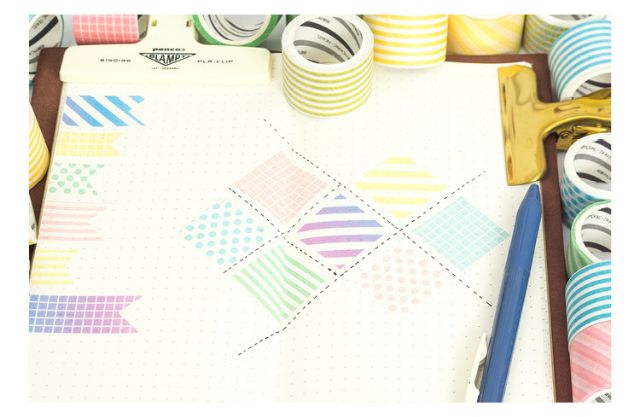 Washi tape bản to họa tiết đơn giản: sọc, gạch ngang, chấm bi, caro ✨ Bán lẻ từng cuộn