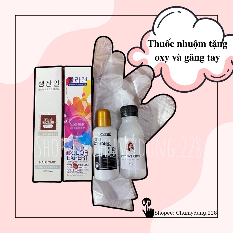 Thuốc nhuộm tóc tone nâu hot trend (set nhuộm đầy đủ dụng cụ)