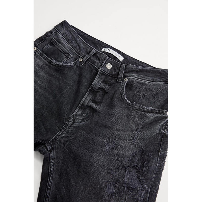 Quần jean Zara authentic RIPPED SKINNY WITH STITCHING DETAIL