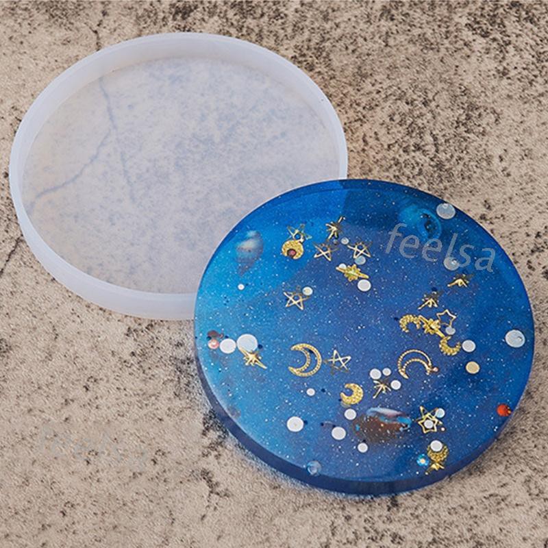 Set 2 khuôn silicon đổ epoxy resin hình tròn/vuông dùng làm tấm lót ly cốc độc đáo