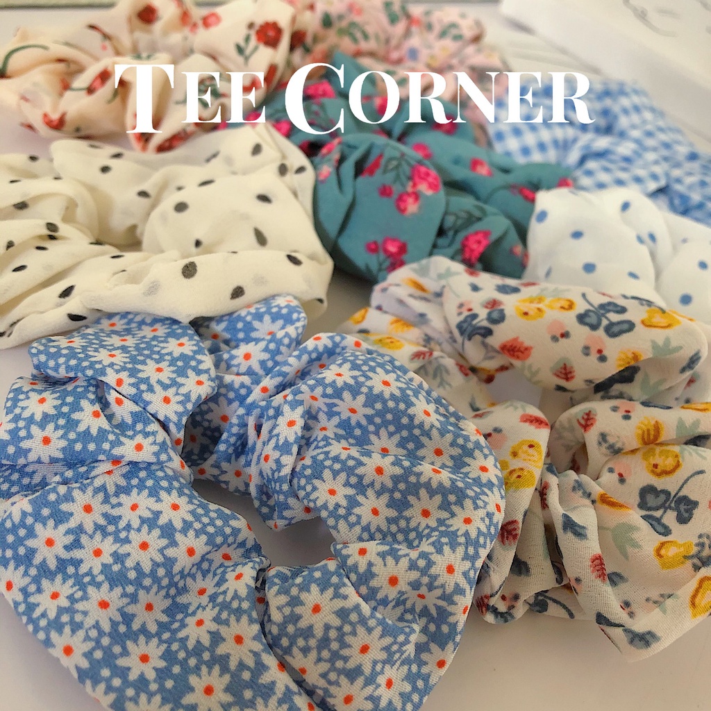 Dây buộc tóc Scrunchie Họa tiết dễ thương