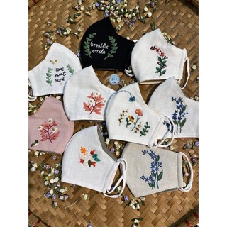 Khẩu trang thêu tay vải linen