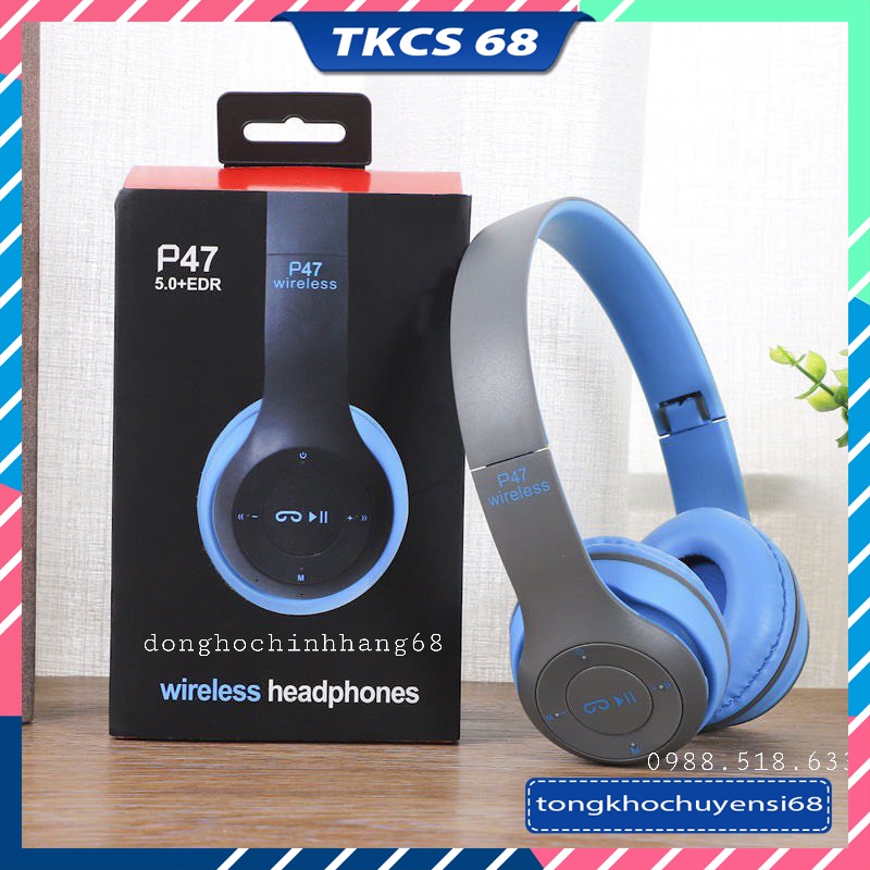 Tai Nghe Chụp Tai Bluetooth P47 Không Dây Có Mic Hỗ TrợThẻ Nhớ Âm Bass Cực Chất Nghe Nhạc Cực Hay Bảo Hành 1 Năm