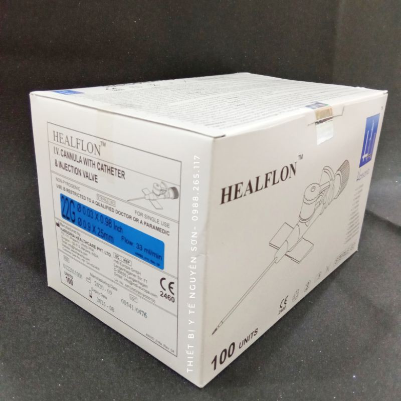 Hộp 100 kim luồn tĩnh mạch HEAFLON 22G, 24G dùng trong y tế - thiết bị y tế Nguyễn Sơn