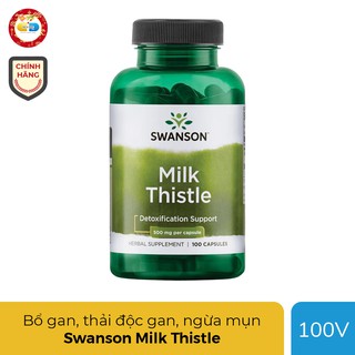 Swanson Milk Thistle viên uống bổ gan, tăng cường gan, thải độc gan, ngừa mụn, Chai 100 viên