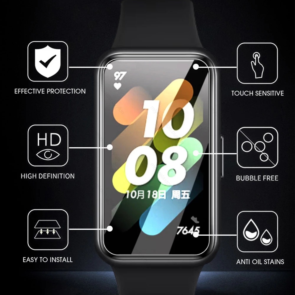 Kính Cường Lực 9D Mềm Cong Bảo Vệ Màn Hình Cho Huawei Band 7