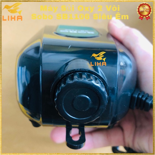 Máy Sủi Oxy 2 Vòi Sobo SB1106 (5.8W- 2x4.5Lít/Phút) - Máy Oxi Chạy Êm Cho Bể Cá