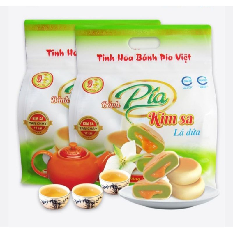 BÁNH PIA ,KIM SA LÁ DỨA (KIM SA ĐÂU XANH) 12cai