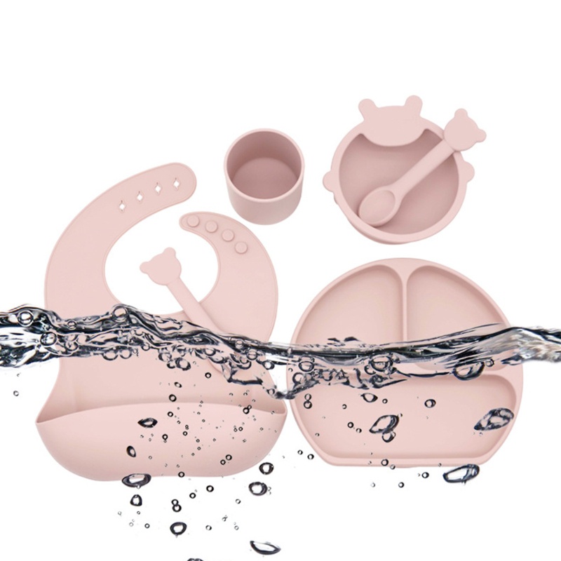 Bộ Bát Ăn Chia Ngăn Bằng Silicone Kèm Cốc Hút Dành Cho Trẻ Em