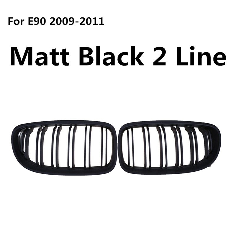 Car Matte Black Double Slat Front Kidney Grille Grill for-BMW 3 Series E90 E91 2009 2010 2011