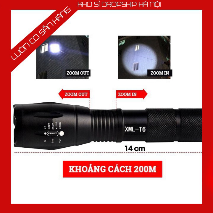 [GIẢM GIÁ] Đèn pin siêu sáng bóng led xml t6 police bin mini cầm tay chống nước tự vệ chuyên dụng   -KSHN