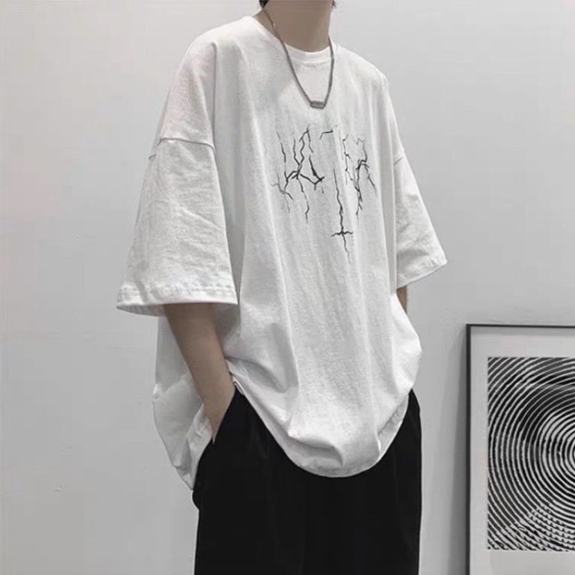 Áo thun nam nữ unisex tay lỡ, áo phông cotton form rộng oversize streetwear TS01