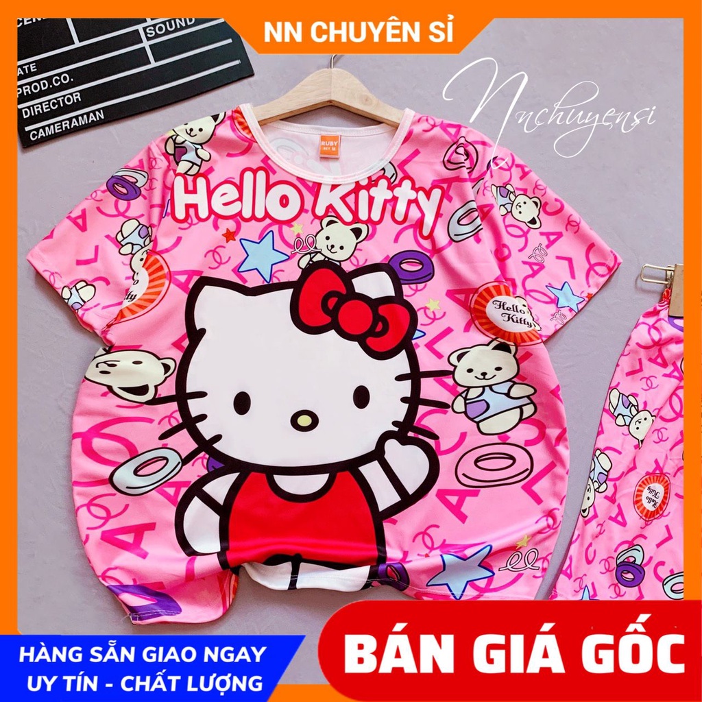 Đồ bộ bé gái size 7kg đến 70kg chất thun mềm mát in hình hello kitty hoạt hình dễ thương DBRBD FULL SIZE