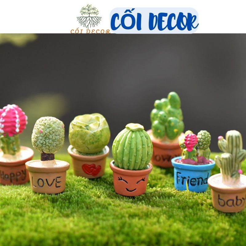 Mô hình tiểu cảnh ❤️ Cây xương rồng, sen đá giả trang trí văn phòng, nhà cửa