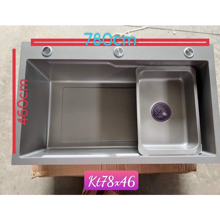 Bồn chậu rửa chén bát inox 304 1 hố lớn 78x46 dày 3.5 ly